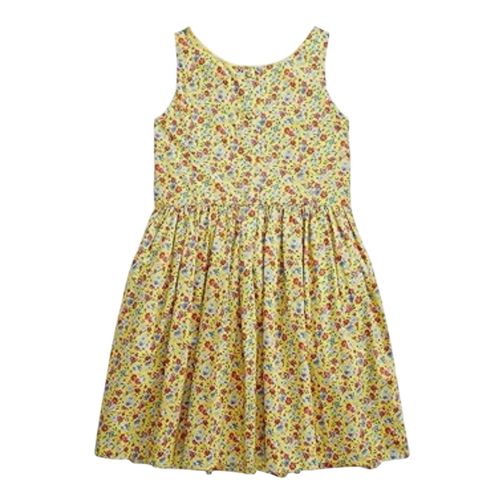 POLO RALPH LAUREN Girl's Floral Cotton Poplin Dress Yellow Girls Size 8 - Picture 2 of 11